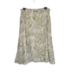 JONES WEAR Flared Floral Skirt Cream Spring Cottagecore Size 10 Medium